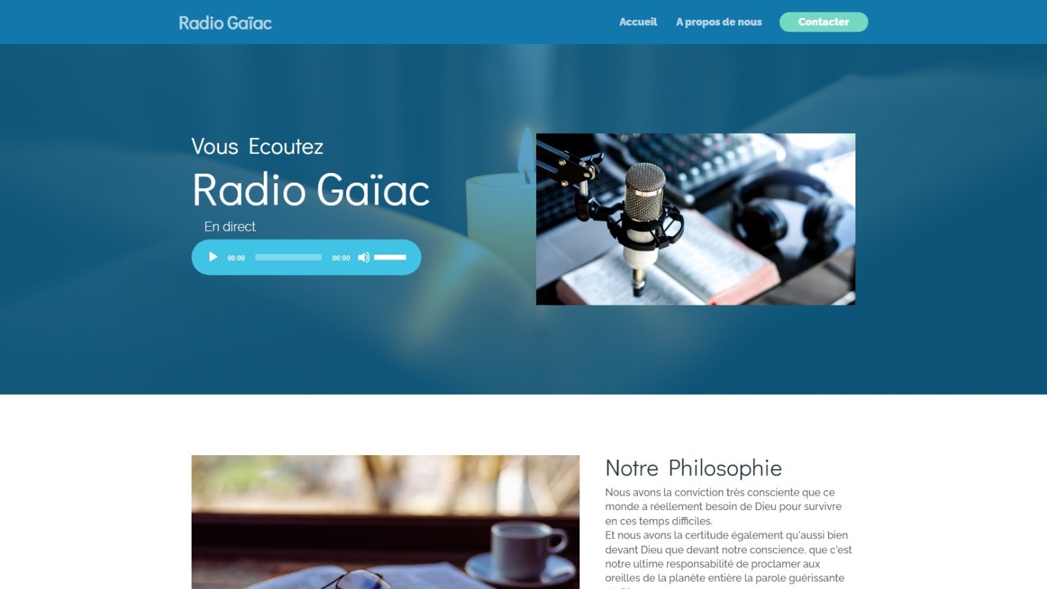 Screenshot of the Radio Gaïac website